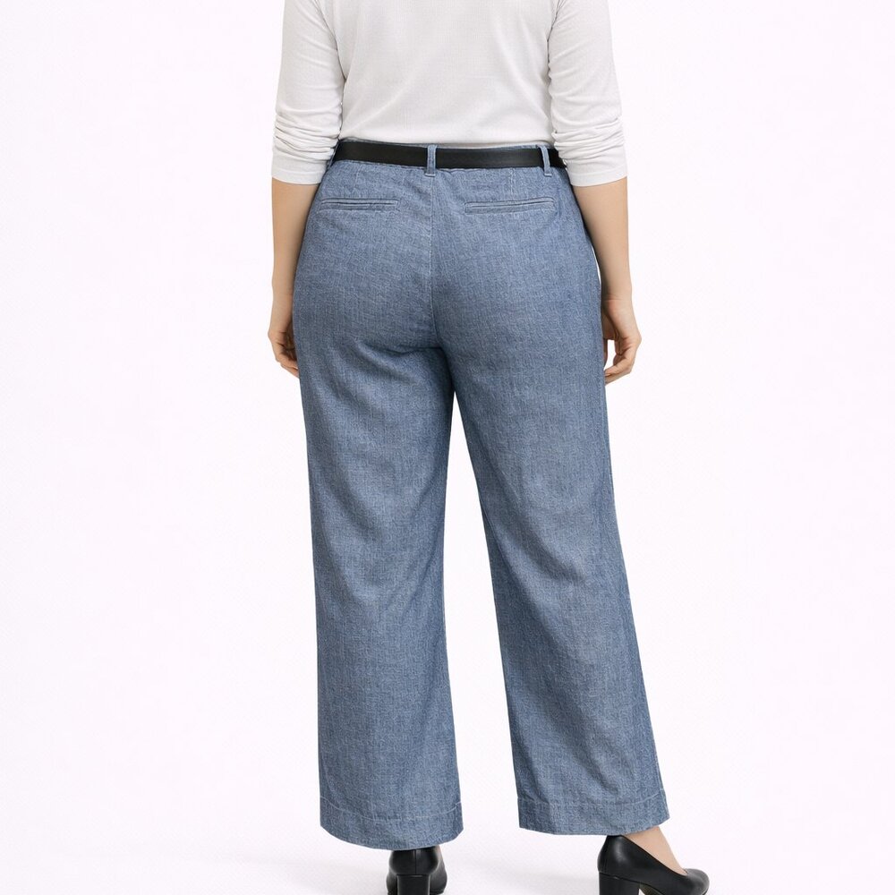 Ralph Lauren Blue Wide Leg Pants 16W Linen Blend - Picture 2 of 9